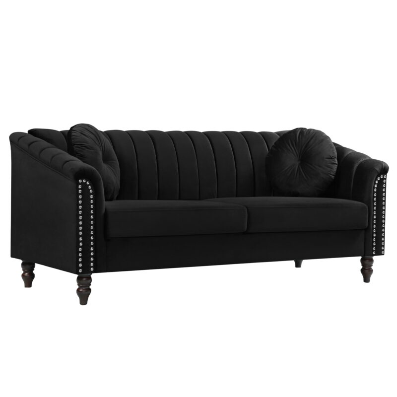 Aukfa 60" Loveseat Sofa Couch, Contemporary Sleep Sofa for Living Room Furniture Sets, Black - Image 2