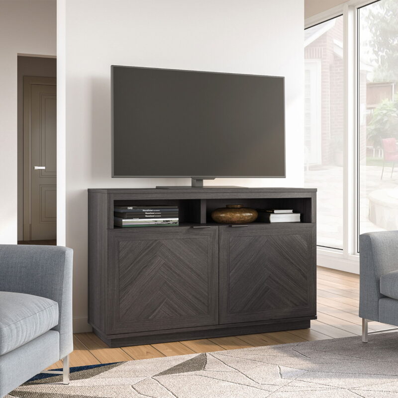Better Homes & Gardens Herringbone TV Stand for TVs up to 55”, Gray - Image 6