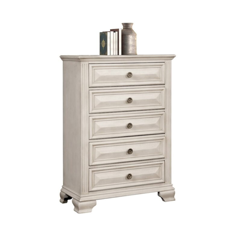Roundhill Furniture Renova 5-Drawer Chest - Parchment White - Image 4