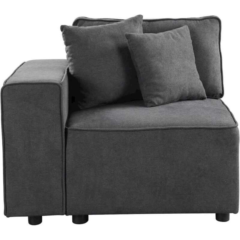 Acme Furniture Silvester Modular Armrest, Gray Fabric (56870) - Image 4