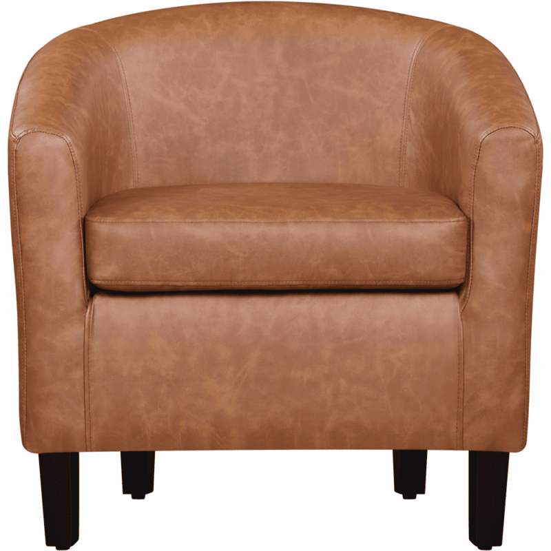 Renwick Faux Leather Barrel Accent Chair for Living Room, Set of 2, Brown - Image 3