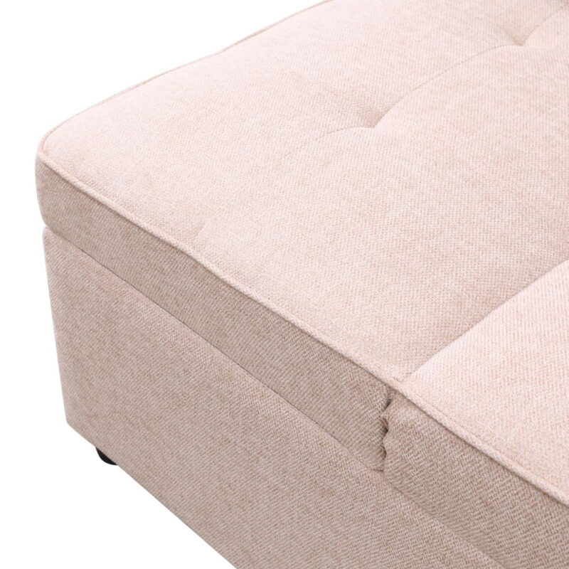 4-in-1 Convertible Futon Pull Out Sofa Bed, Modern Single Sleeper Couch Bed with 2 Pillows for Home Living Room Dorms, Pink - Image 4