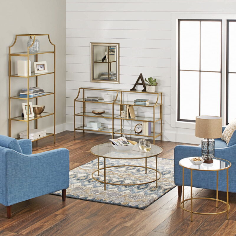 Better Homes & Gardens 71" Nola 5 Shelf Etagere Bookcase, Gold Finish - Image 3