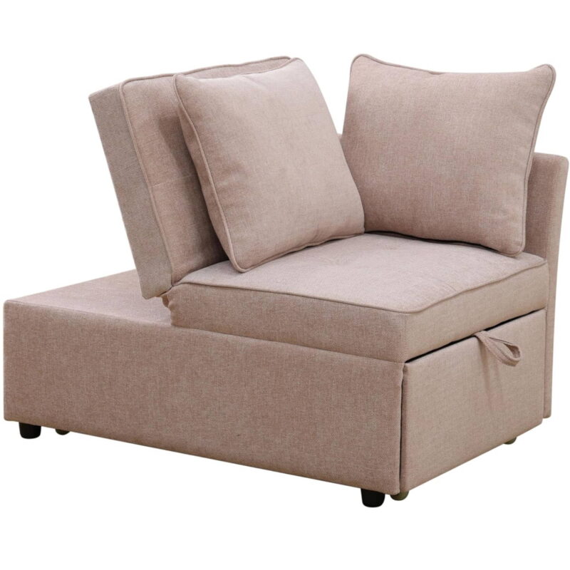4-in-1 Convertible Futon Pull Out Sofa Bed, Modern Single Sleeper Couch Bed with 2 Pillows for Home Living Room Dorms, Pink - Image 2