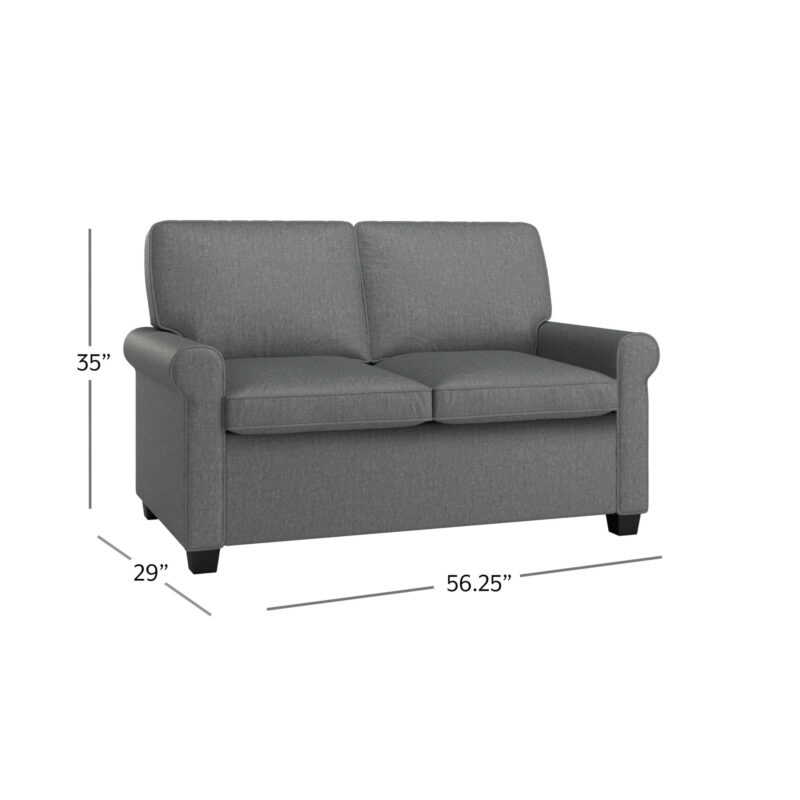 Mainstays Tatum Twin Sleeper 56.25" Loveseat, Dark Gray - Image 2
