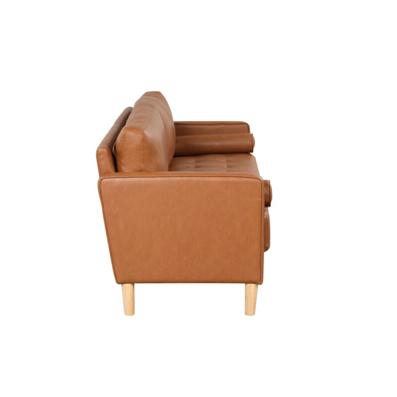 Lifestyle Solutions Lorelei Mid-Century Modern Sofa, Caramel Brown Faux Leather - Image 6