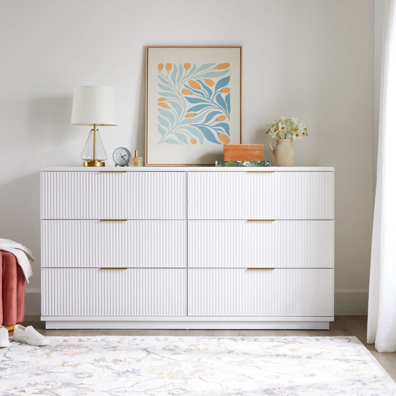Better Homes and Gardens Lillian 6 Drawer Dresser, White - Image 7