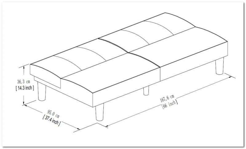 Mainstays 66" Studio Futon, Gray Linen Upholstery - Image 6