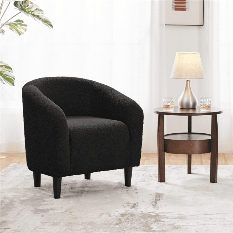 Renwick Set of 2 Boucle Upholstered Club Chair, Black - Image 5