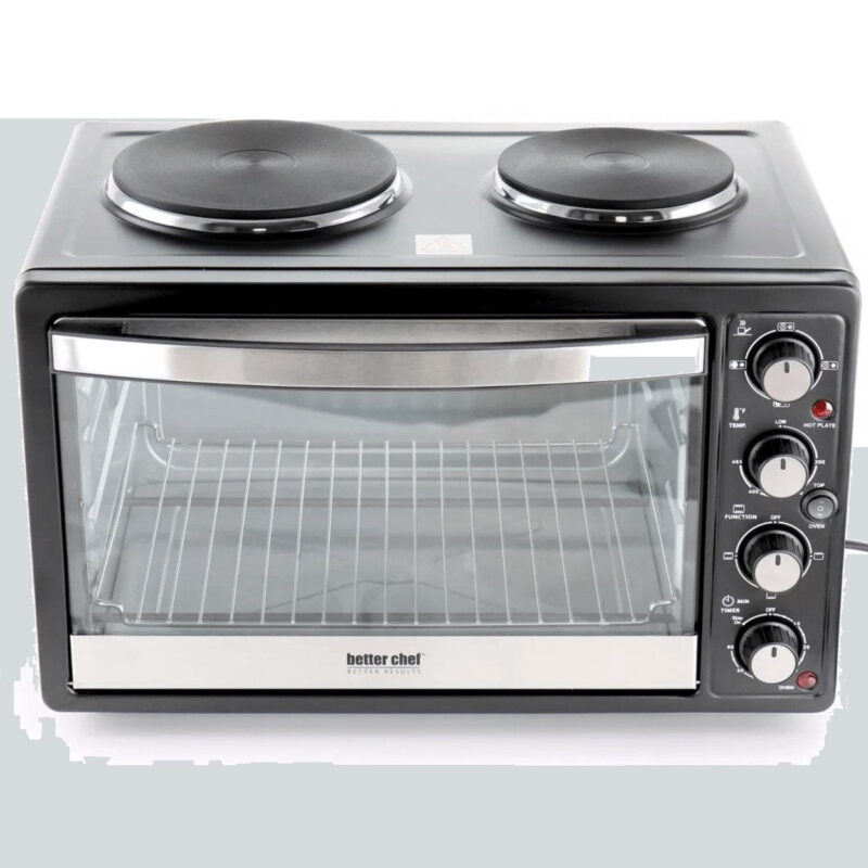 Better Chef Chef Central XL Toaster Oven and Broiler with Dual Solid Element Burners in Black - Image 2