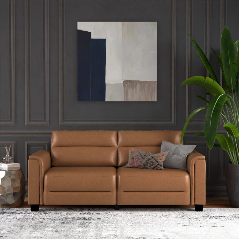 Mainstays Williamson 75.5" Sofa, Brown Faux Leather - Image 7