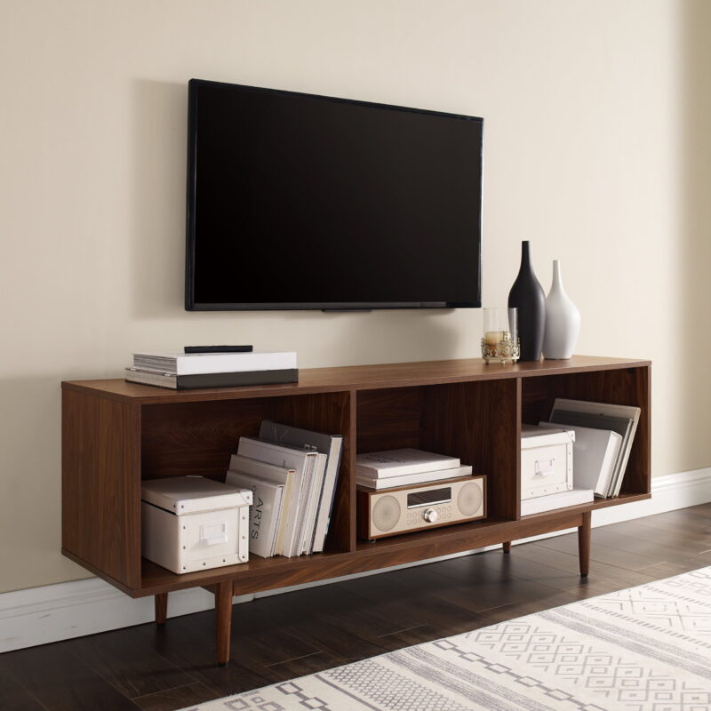 Crosley Adjustable Furniture Television Stand, Wood Walnut, 22.25" x 60" x 15.75", 48.84 lbs - Image 3