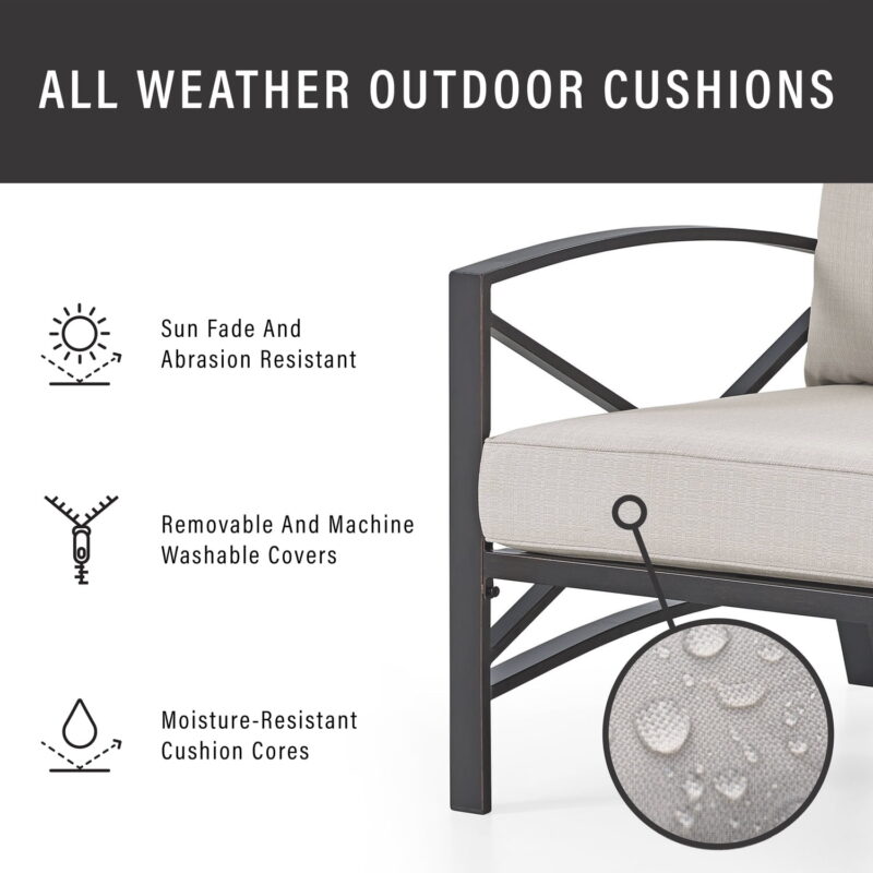 Crosley Furniture Kaplan Metal Patio Arm Chair in Oil Bronze and Oatmeal - Image 2