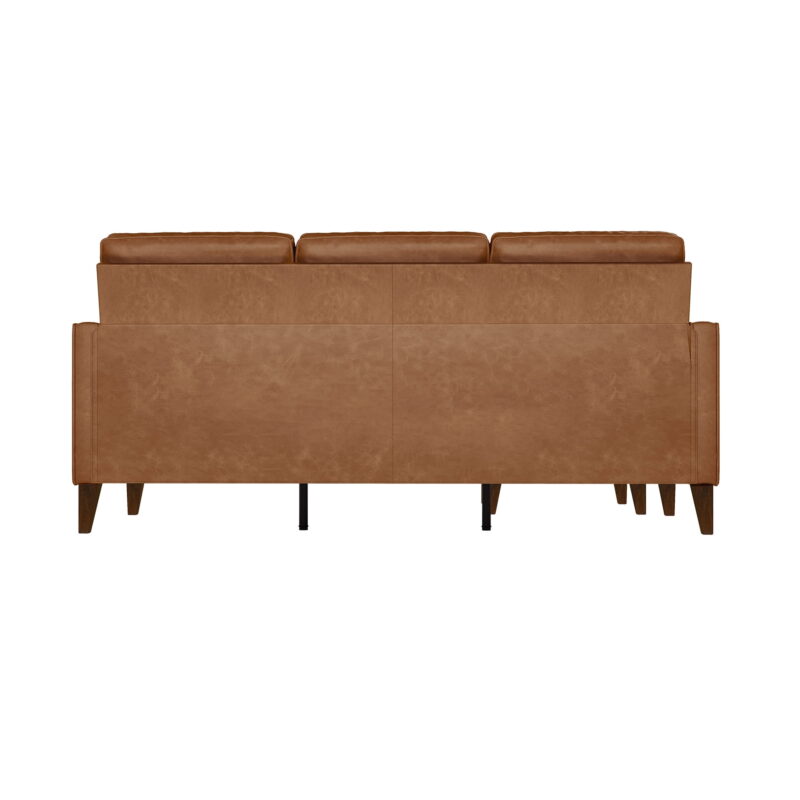 Jianna Faux Leather Reversible Sectional, Saddle Brown - Image 2