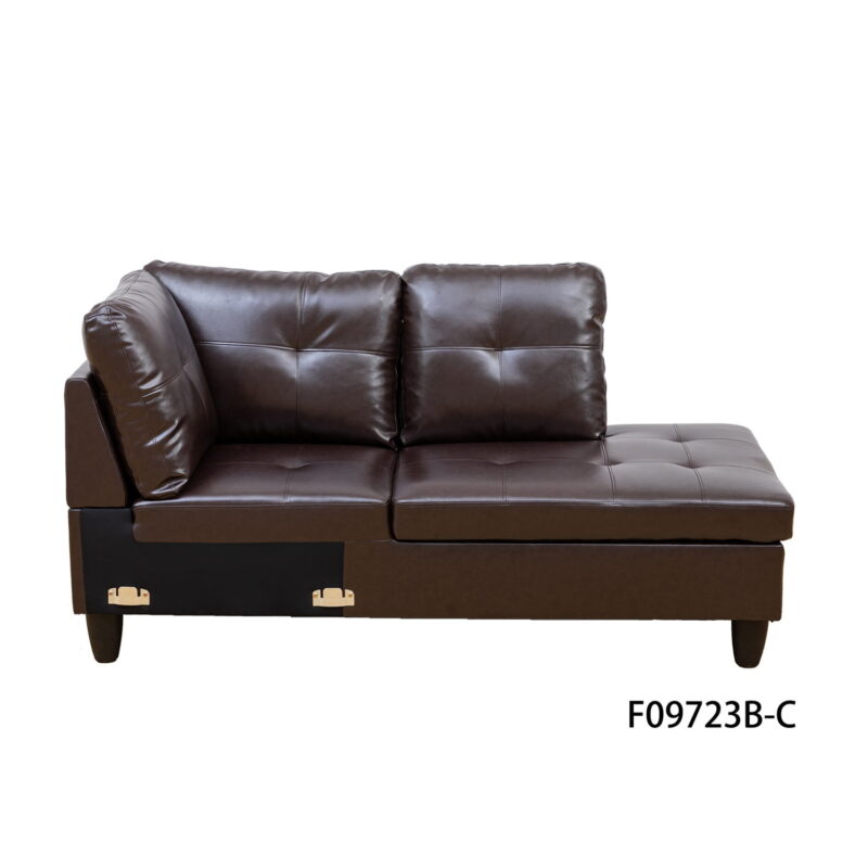 Hommoo Faux Leather Sectional Sofa Model Set, Modern 4-Seat Couches and Sofaes, L-Shaped Living Room Furniture Set, Brown(No Ottomans) - Image 3